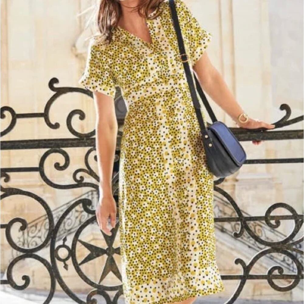 Boden Yellow Floral Midi Dress